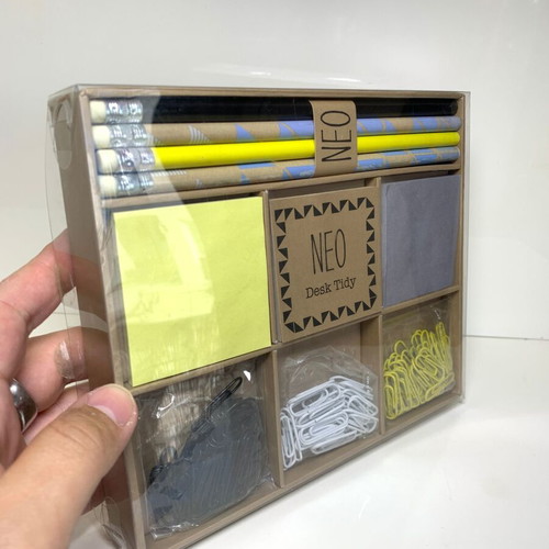 Desk set for notes new with pencils, notepads and paper clips