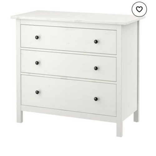 IKEA HEMNES 3-Drawer Chest used, white with faux-marble top