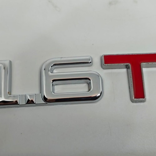 Metal Turbo 1.6T Car Emblem chrome with red, like new
