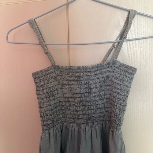 Denim dress like new with smocking, size S/M, blue