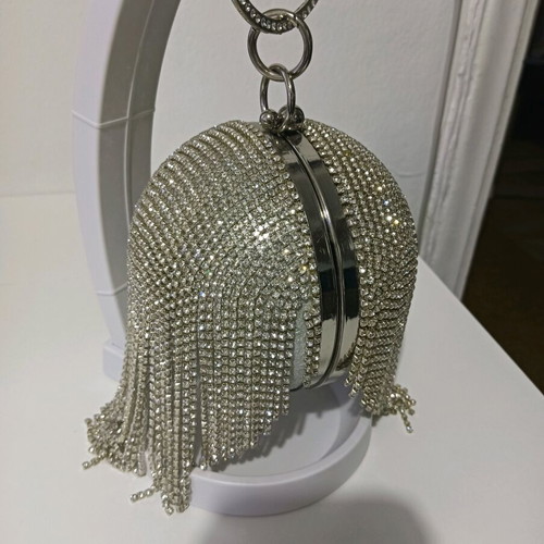 Evening handbag gray like new with strass