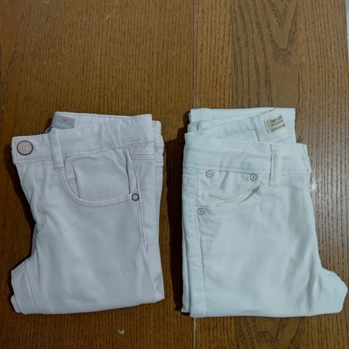 Girls' skinny pants size 4 years like new, pink and white
