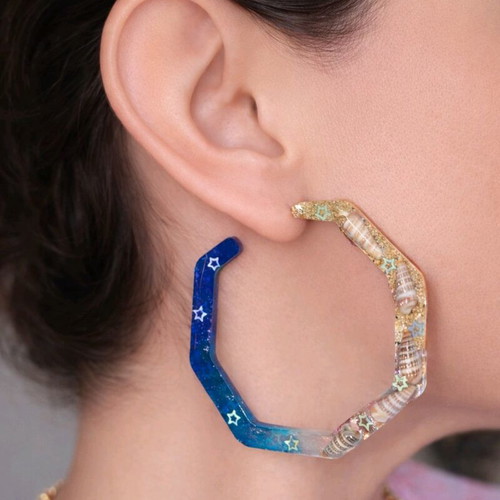 Handmade resin earrings with sea theme, new