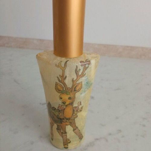 Decoupage Bottle Height 14 cm like new
