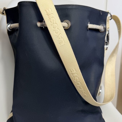 Lacoste bucket bag crossbody used, navy and beige
