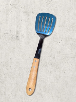 Metal slotted kitchen spatula with wooden handle, pack of 5
