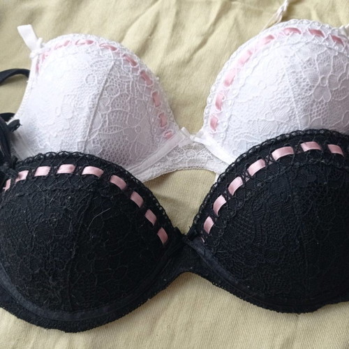 Ellos bras new, No 70B, white and black, pack of 2