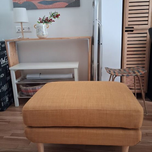 Mustard footstool 73x56 cm, height 42 cm