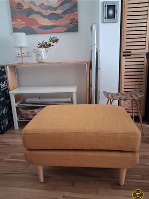 Mustard footstool 73x56 cm, height 42 cm