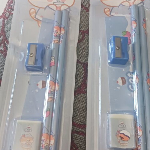 Stationery set blue with animals, pack of 2, new