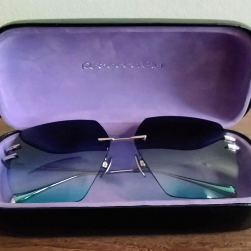 Ana Hickmann Rimless Butterfly sunglasses AH 3289 like new, black and turquoise