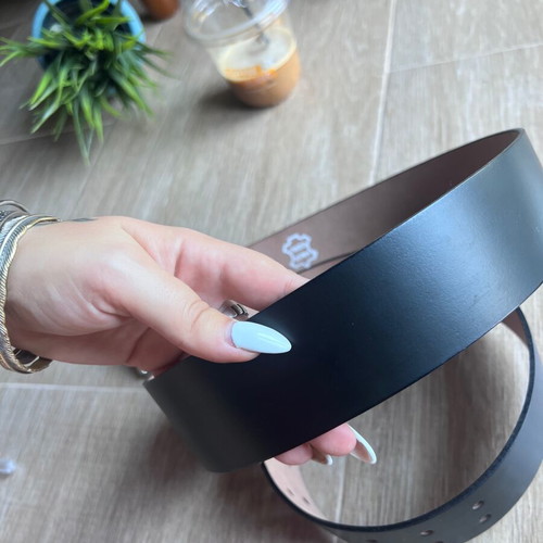 Leather belt, black, size 120