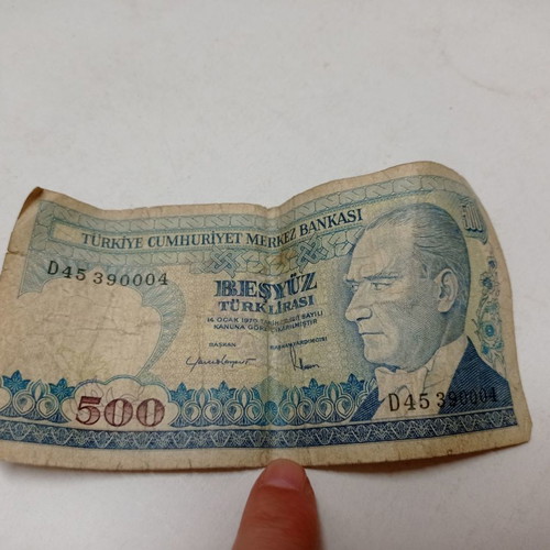 Turkish lira banknotes used, set of 3 from 1970