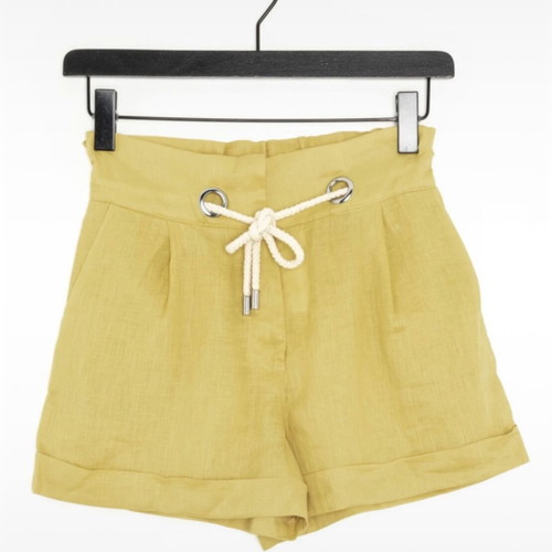 Linen high-waisted shorts Mango xsmall like new, yellow