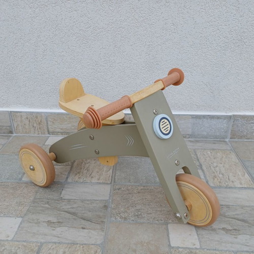 Little Dutch wooden tricycle used, olive color