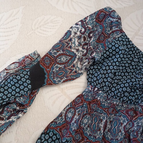 Maxi dress boho ethnic with elastic under bust and neckline like new