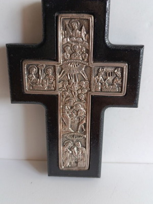 Silver 950 Wall Cross used with Byzantine religious scenes
