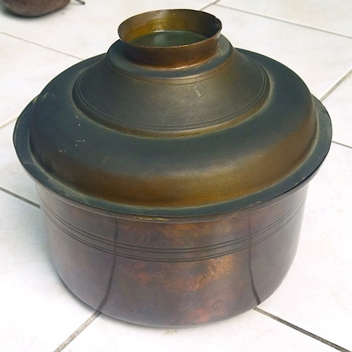 Copper cookware used, tray and pot set