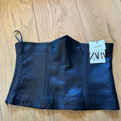 Zara leather bustier new, black, size S