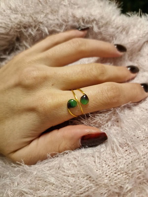 Ring with liquid glass new, handmade