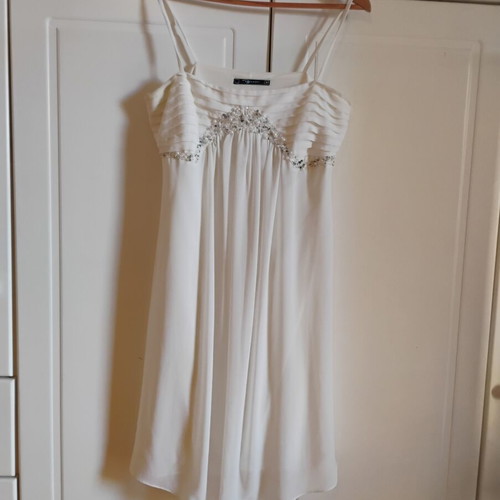 Raxevsky white silk dress medium with beads