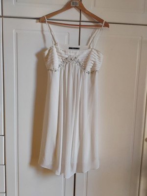 Raxevsky white silk dress medium with beads