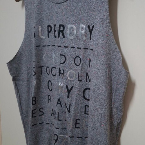 Superdry grey sleeveless T-shirt like new, size Large