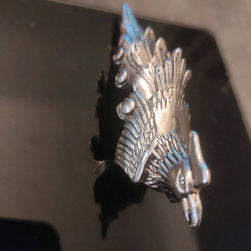 Rooster ring unisex gothic style silver like new, size ~1.85cm