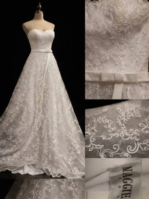 Maggie Sottero wedding dress used, white lace, size 10