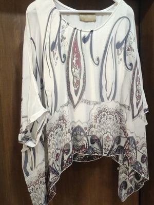 Top made of natural silk like new, colorful