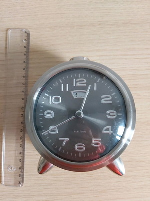 Black analog tabletop clock like new, 13 cm