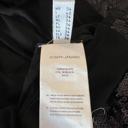 Joseph Janard black blouse with dark sequins, 3/4 sleeves, size S