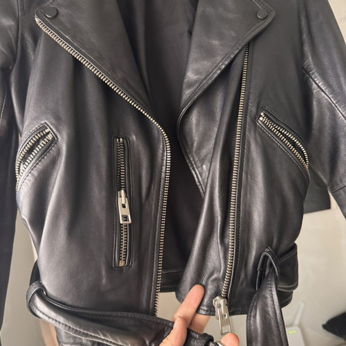 AllSaints 100% sheep leather biker jacket like new, black, size 34