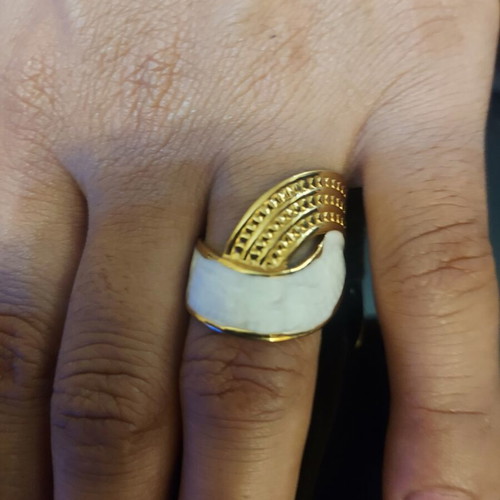 Ring used, white and gold tone