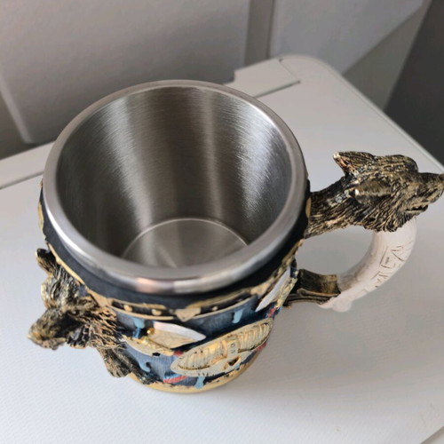 Viking wolf mug 400ml stainless steel new