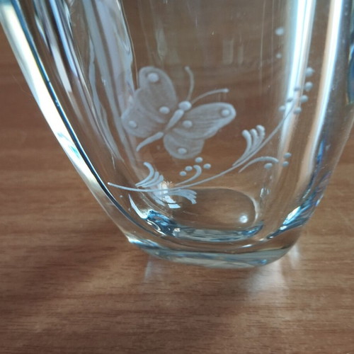 Crystal vase Strömbergshyttan with engraved design, like new