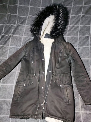 Women's jacket with fur new, gray, size XS