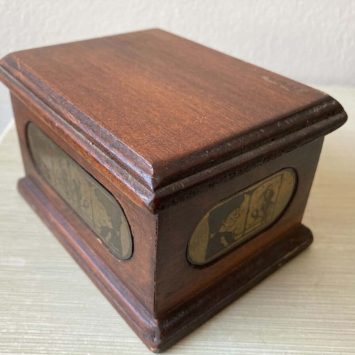 Wooden jewelry box with brass details used