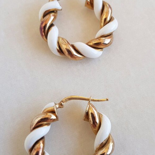 Silver 925 hoop earrings used with enamel, gold plated