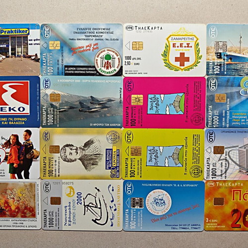 Collectible phone cards used, pack of 16 pieces