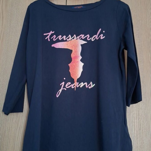 Trussardi Jeans blouse used, blue, size XL
