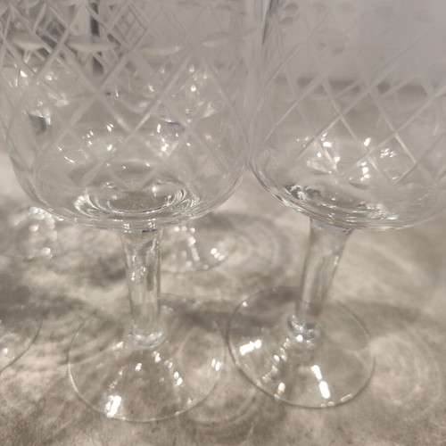 Vintage stemmed wine glasses, set of six