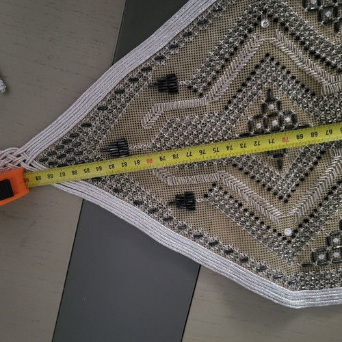 Handmade beaded table runner new 90x27 cm with cord