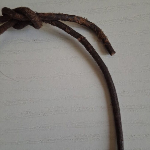 Ethnic necklace handmade with leather strap used, brown