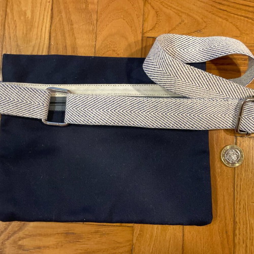 Handmade canvas waist bag like new, blue with gray zipper