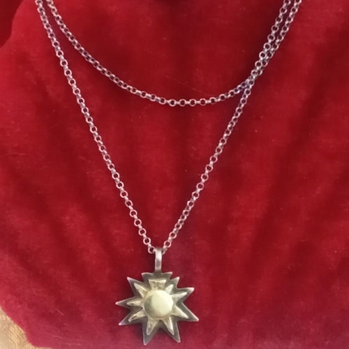 Silver-gold North Star pendant 950 750 with silver chain 925, 45cm
