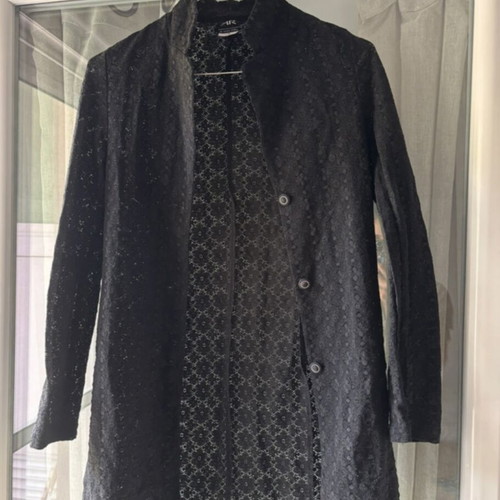Anna Riska embroidered vintage long blazer like new, black, ideal for XS-S