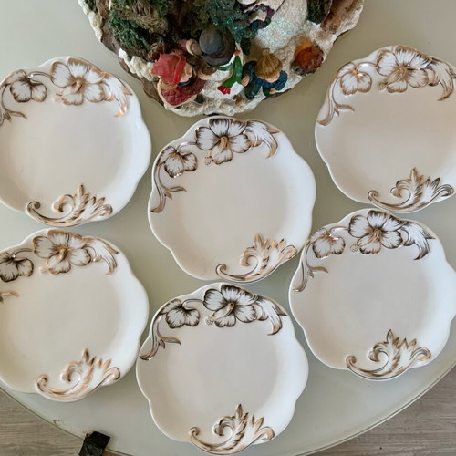Oriana Ferelli Fine Porcelain 24K set of 6 plates new