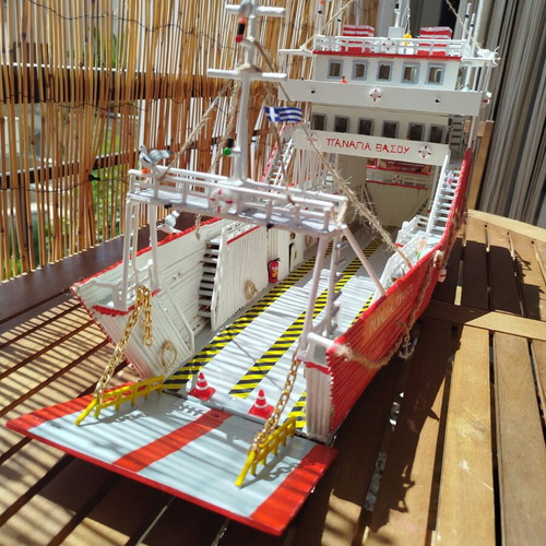 Handmade ferry boat miniature Panagia Thassou