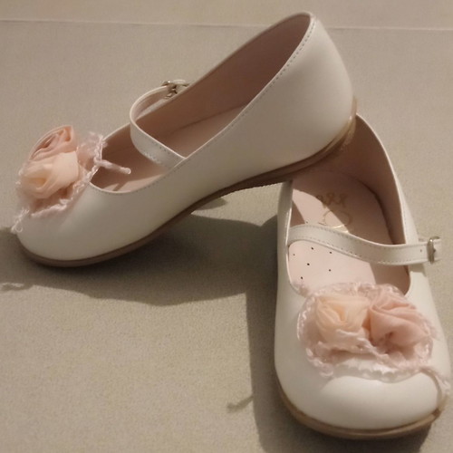 Everkid leather girls' ballerinas new, size 24, off white